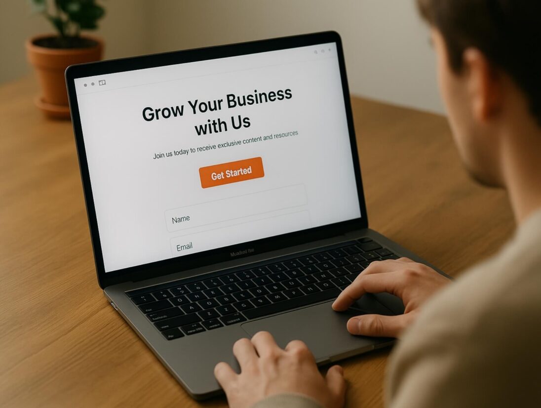 landing page na komputerze