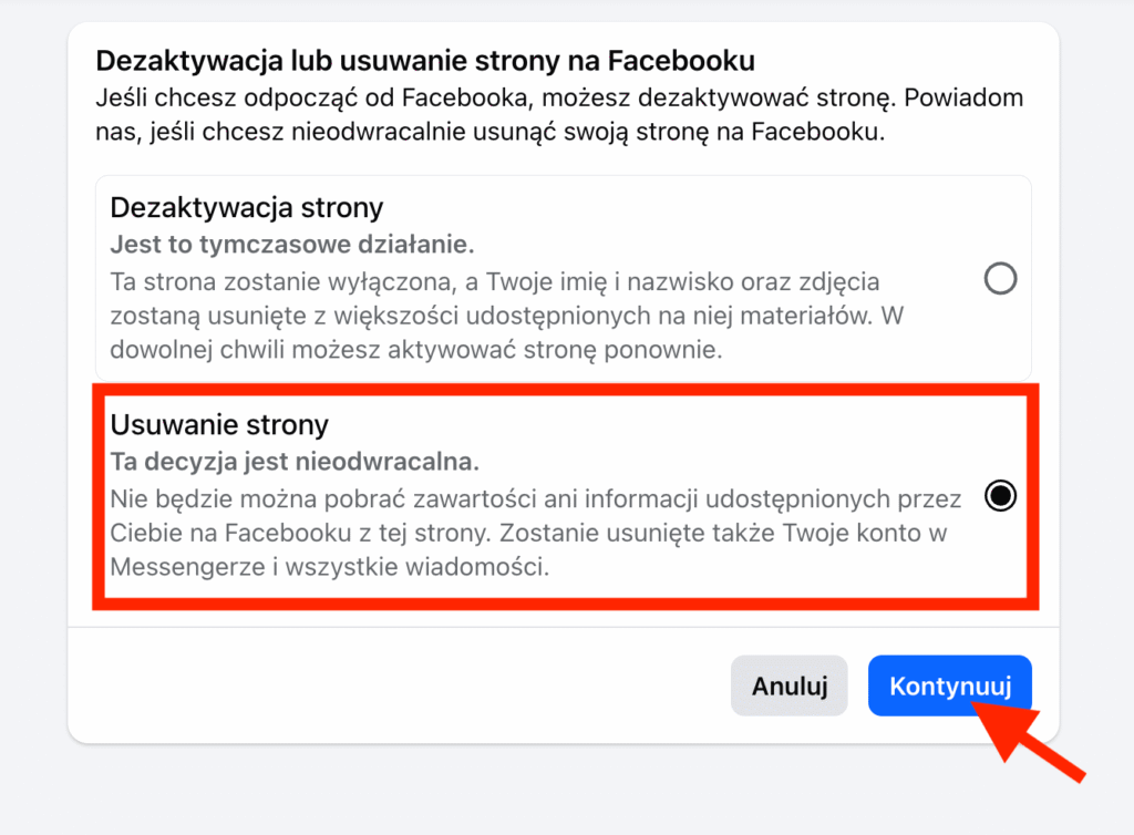 Trwałe usuwanie fanpage'a na Facebooku Jak usunąć konto na Facebooku? Trwałe usuwanie strony na FB przez przeglądarkę