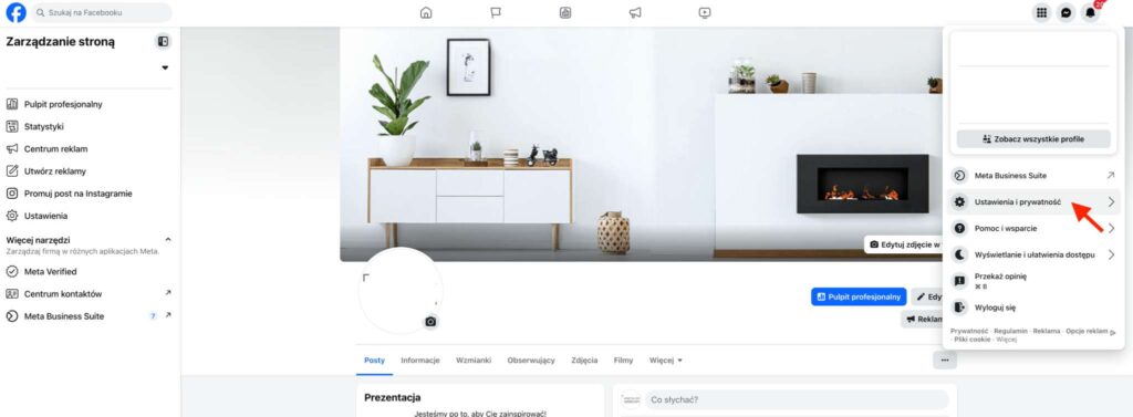Ustawienia strony na FB z przeglądarki Jak usunąć konto na Facebooku? Ustawienia strony