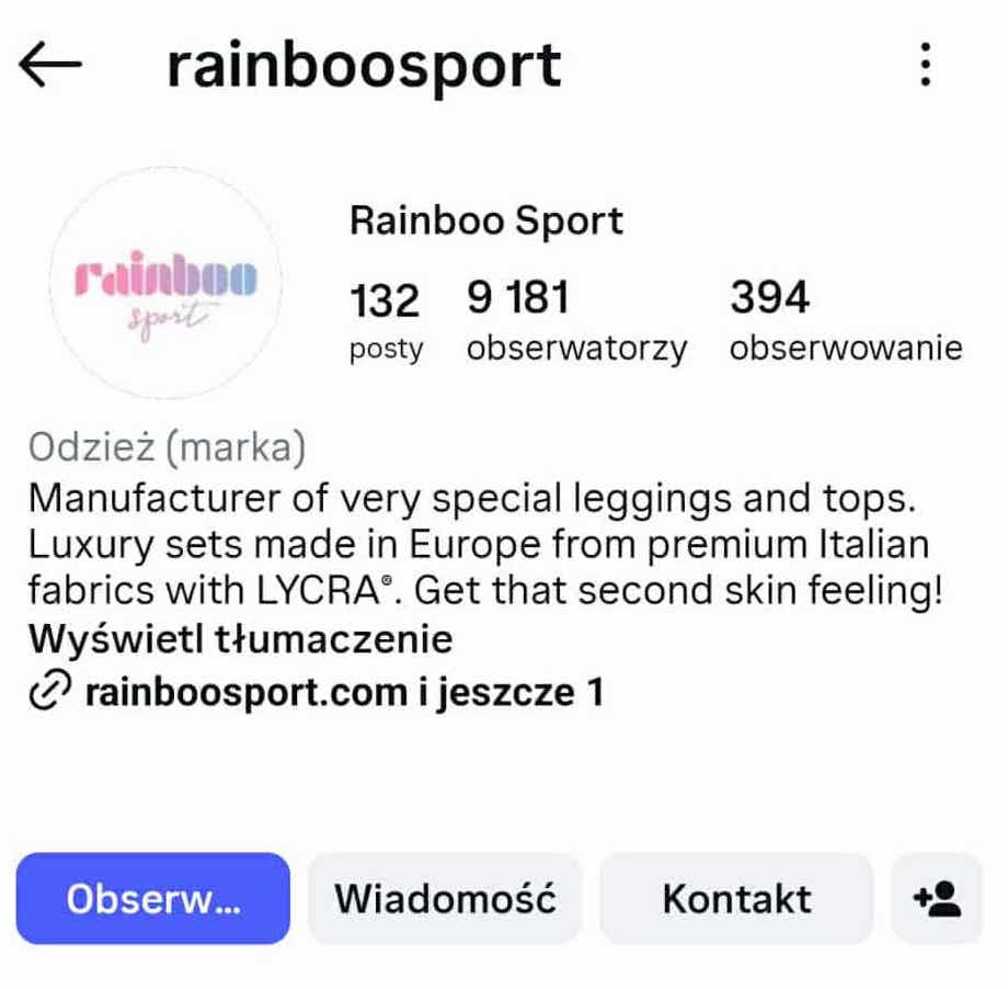 Przykładowe bio na Instagramie - marka odzieżowa Biogram Instagram - przykład opisu