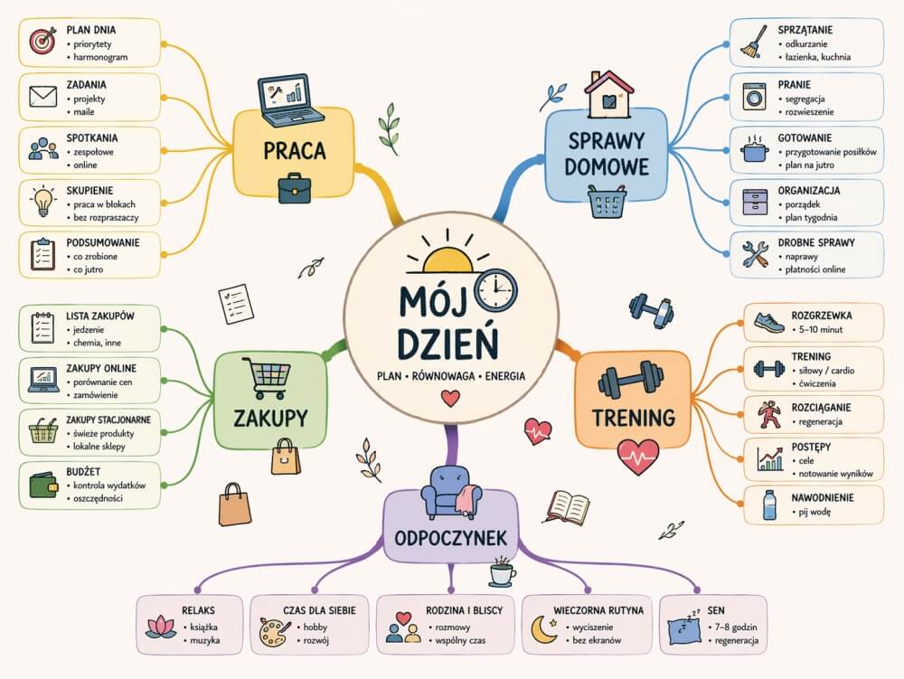 mapa myśli - przykłady codziennego zastosowania