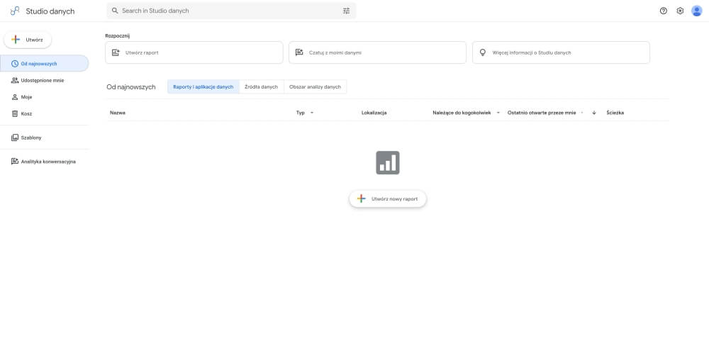 data studio (looker studio) - panel data studio (looker studio) - interfejs