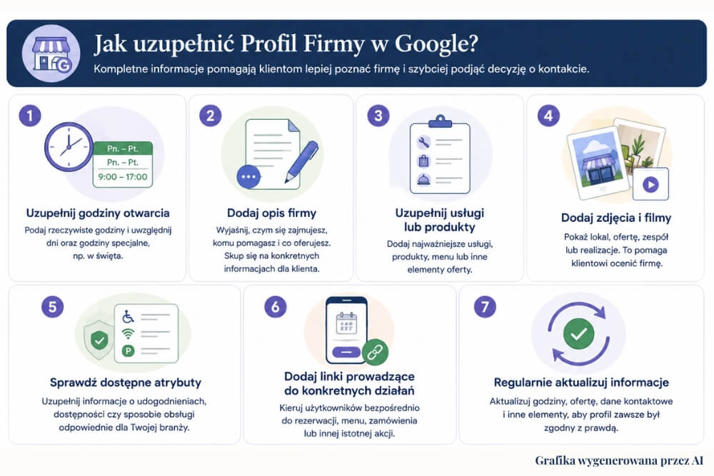 wypełnianie profilu firmy w google uzupełnianie profilu firmy w google