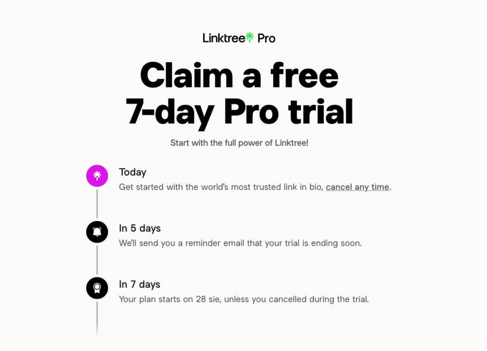 darmowy okres pro - linktree darmowy okres pro w linktree