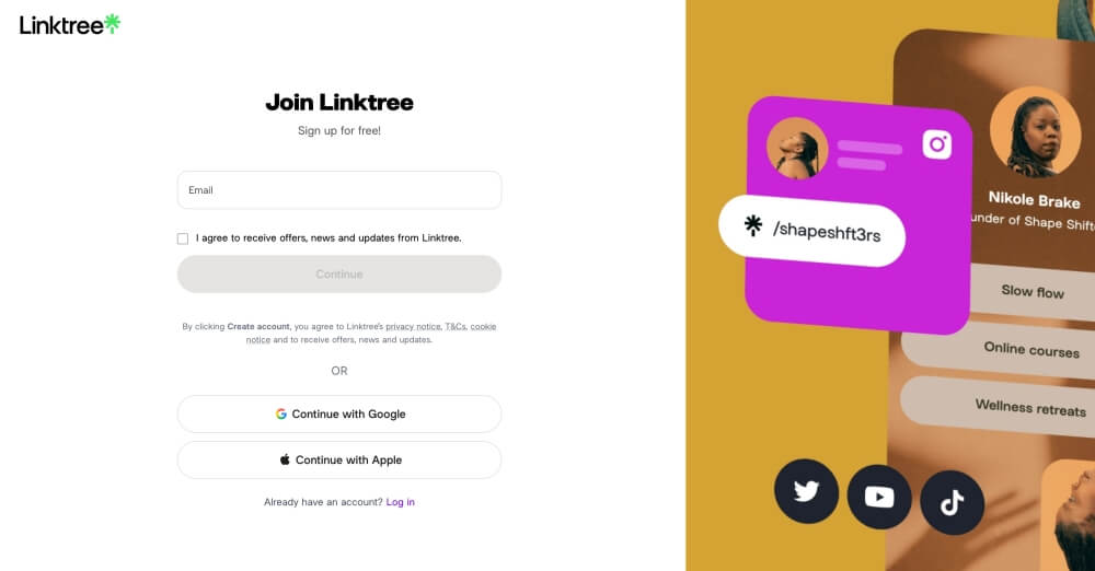 tworzenie profilu linktree tworzenie konta linktree