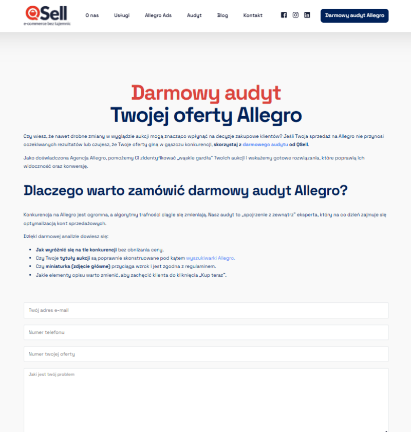 darmowy audyt sprzedaży i ofert na Allegro Darmowy Audyt
