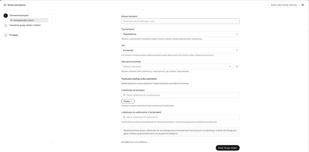 reklamy w ChatGPT na przykładzie tworzenia kampanii tworzenie kampanii - Ads ChatGPT